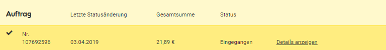 Auftragsstatus Auftragsstatus