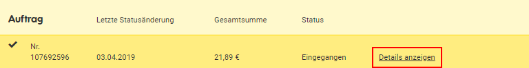 Auftragsstatus Auftragsstatus
